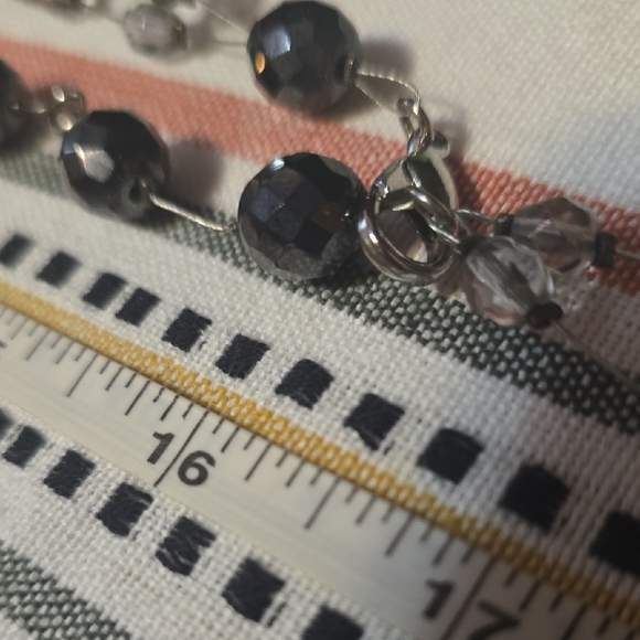 Black and Clear Faceted Beaded On Wire Belt / Necklace - Picture 4 of 6
